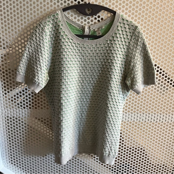 Halogen Women’s Top Size Small Perforated White and Green. Free with Purchase - Picture 1 of 10